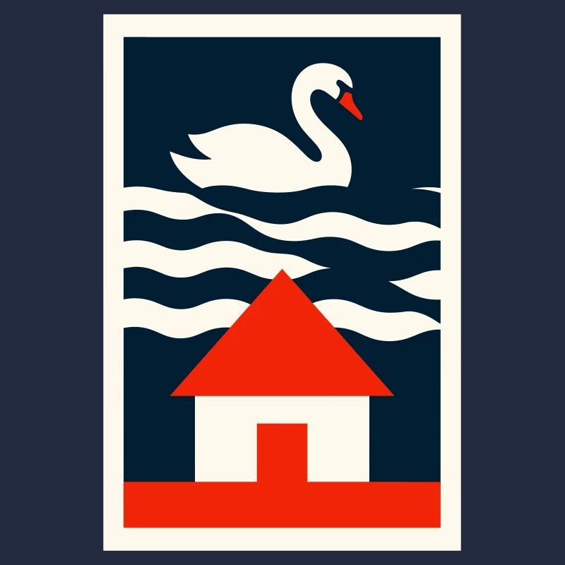 Maison au bord du lac - Art graphique