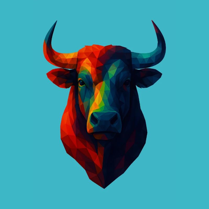WPAP Polygon Style Animaux - Portrait de taureau