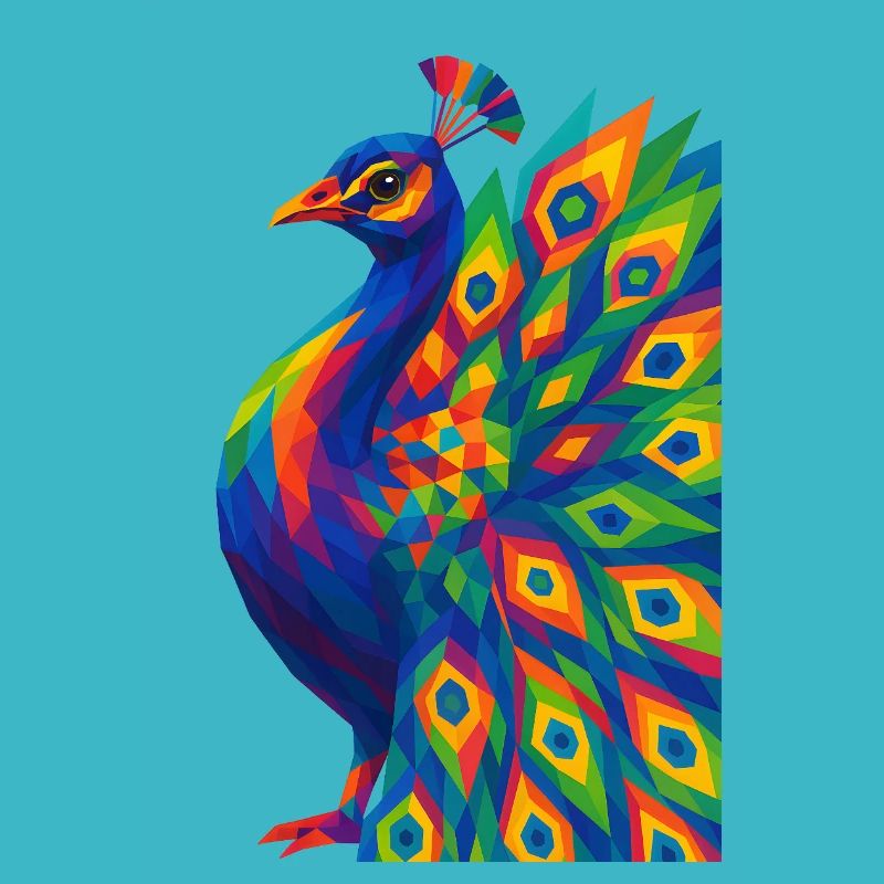 WPAP Polygon Style Animaux - Portrait de Paon