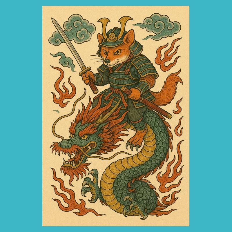 Fox Warriors and Dragons in Battle Form