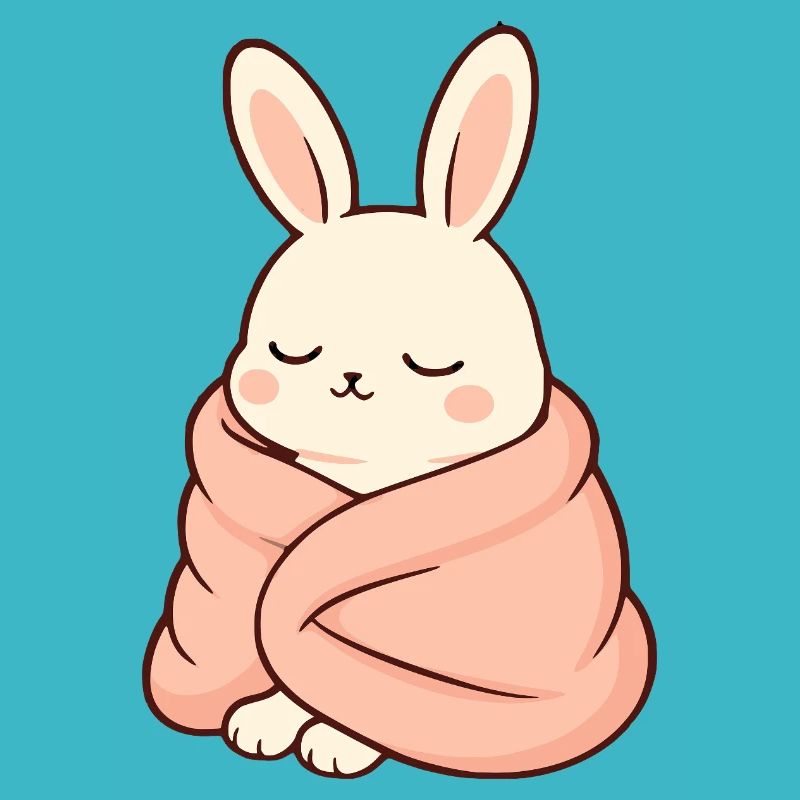 Sleeping bunny in cuddly blanket