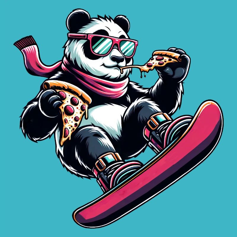 Snowboarder Panda Rose : Aventure Pizza