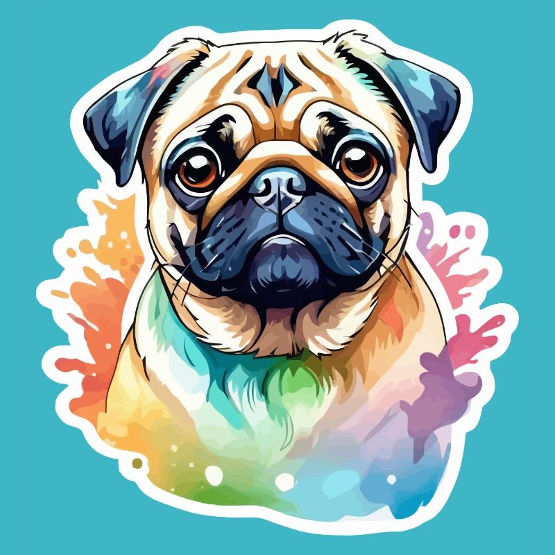 Mops Wasserfarben