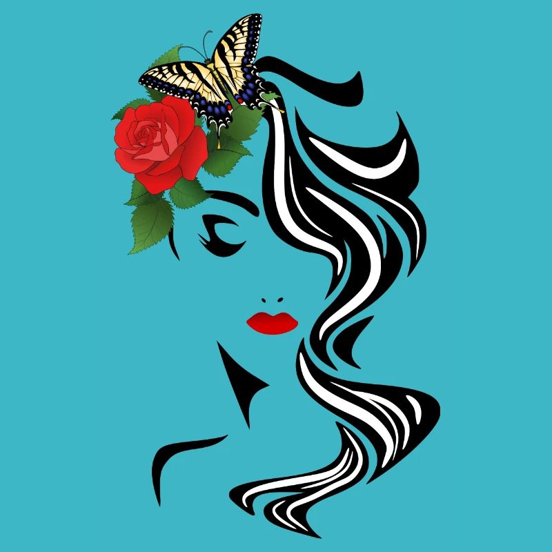 Visage avec papillon et rose