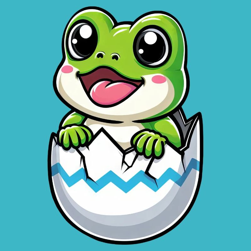 Colorful Easter Egg with Hatching Frog Motif