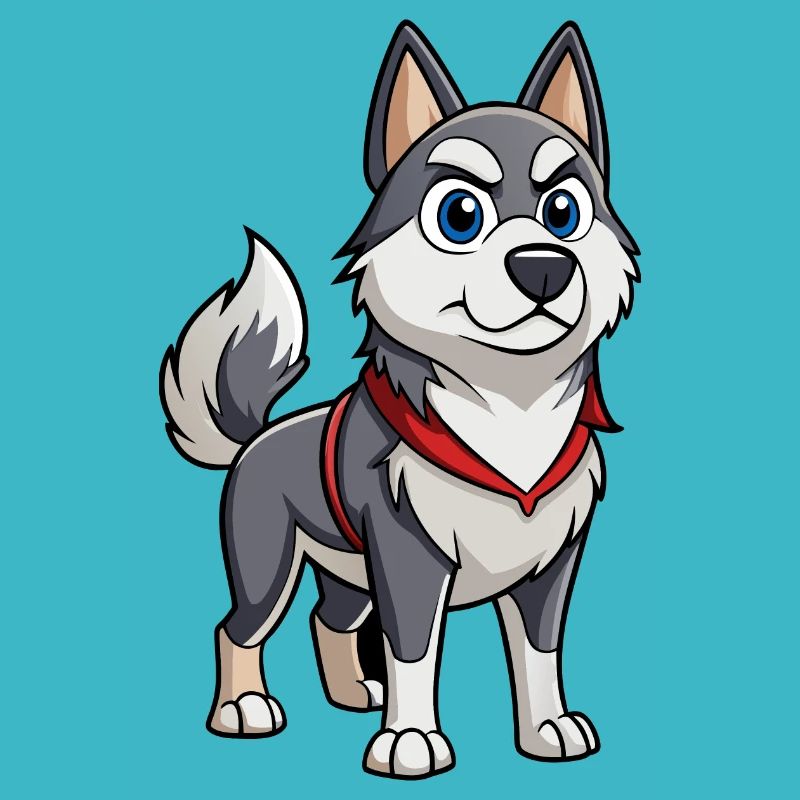 A Norwegian Elkhound with a determined expression