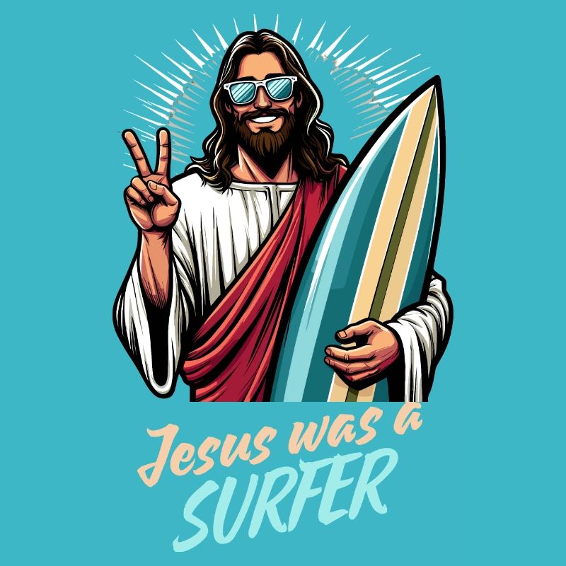 Surfeur Surfer Jésus Vacances Cool