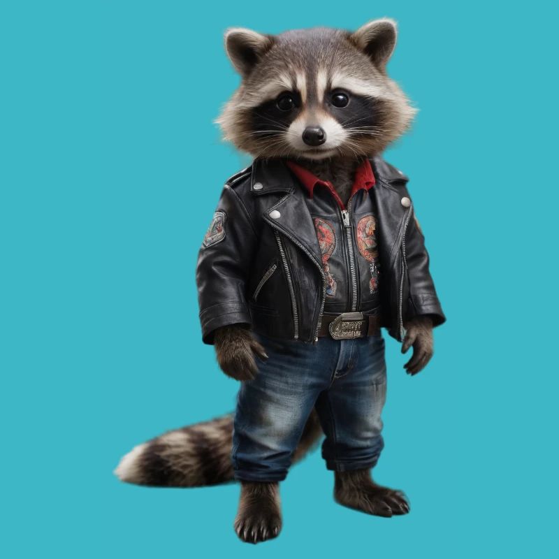 Waschbär in Biker-Montur