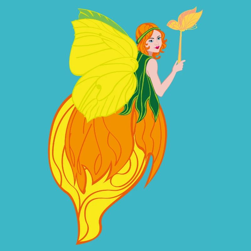 Conception féerique avec des ailes de fleur et du feu