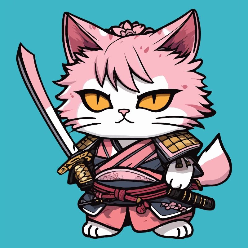 Chat samouraï & fleurs de cerisier #13