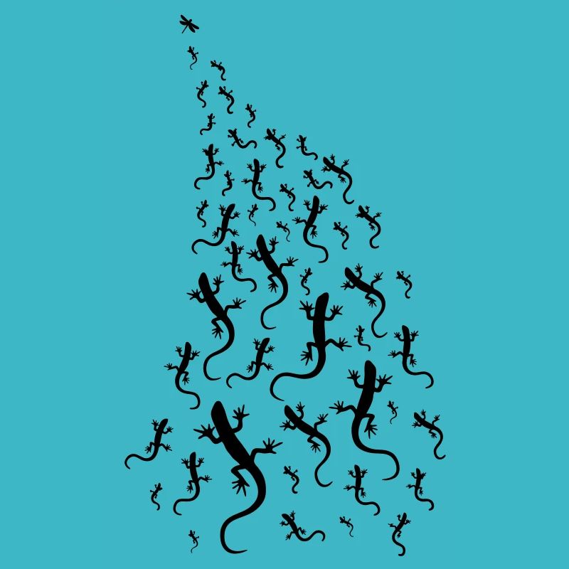 Eidechsen jagen eine Libelle