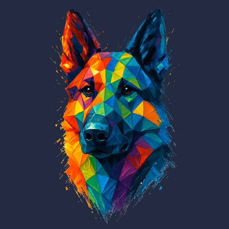 Low Poly Geometric German Shepherd Dog