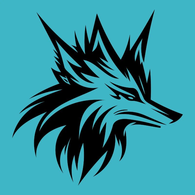 Wild Wolf Head Tattoo Style Portrait