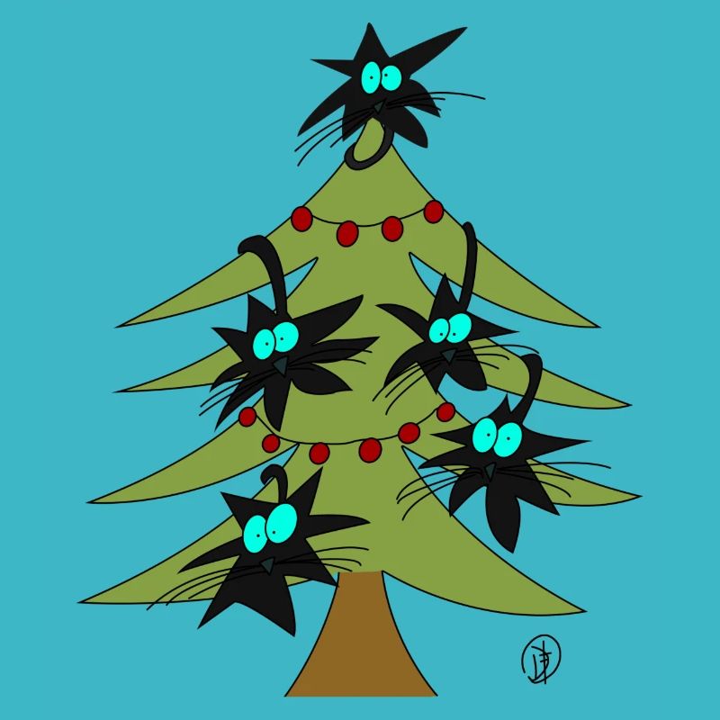 Christmas tree with cats
