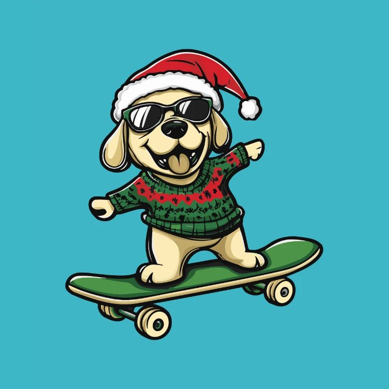 Labrador Hund Weihnachten Skateboard