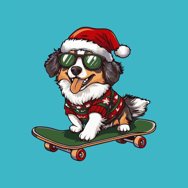 Australian Shepherd Hund Weihnachten Skateboard