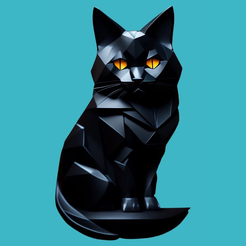 Chat noir de face origami