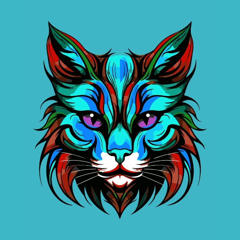 Portrait de chat tête colorée