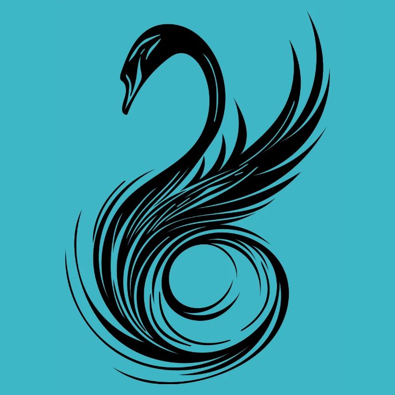Tête de cygne ornée élégante avec des ailes