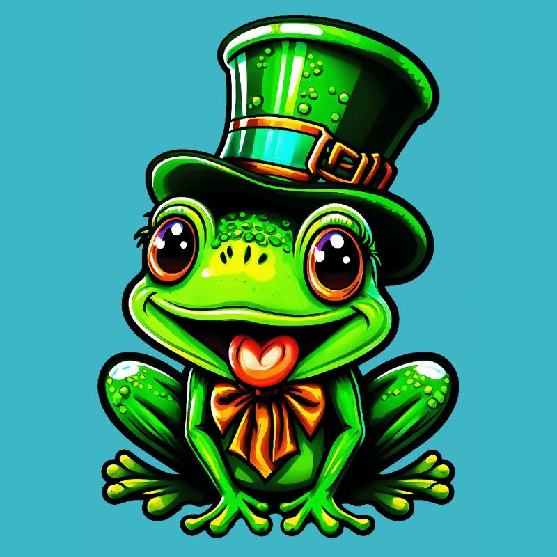 Grenouille câline avec chapeau haut de forme de la Saint-Patrick