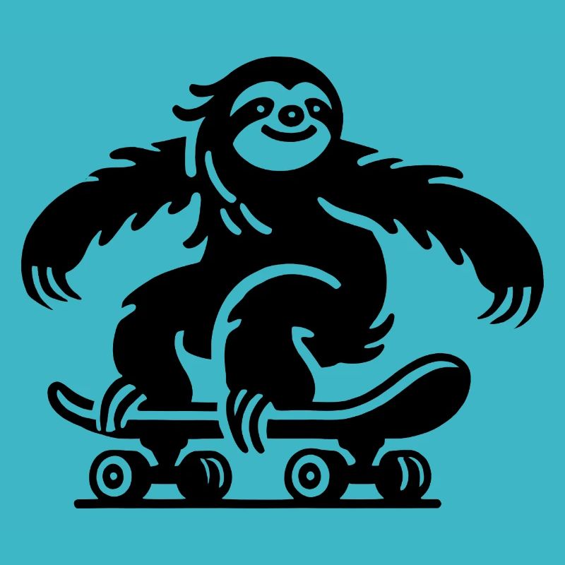 Faultier Skateboard Silhouette minimalistisch