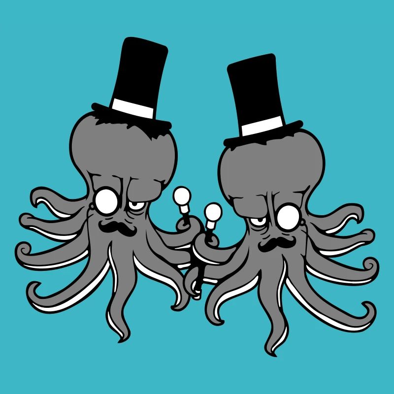 2 Kraken Mr. Sir Hut Monokel Brille reiche Freunde