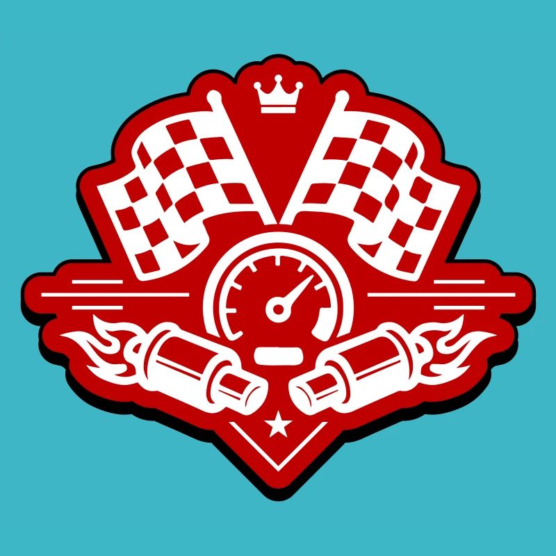 Drapeau de course, compteur de vitesse d'échappement