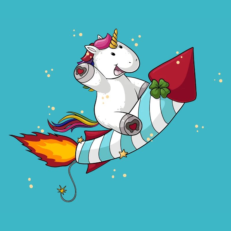 Cartoon rocket unicorn