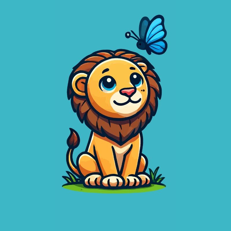 Lion avec papillon
