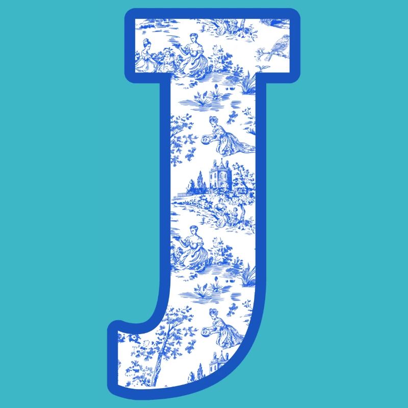 Buchstabe j blaue Chinoiserie