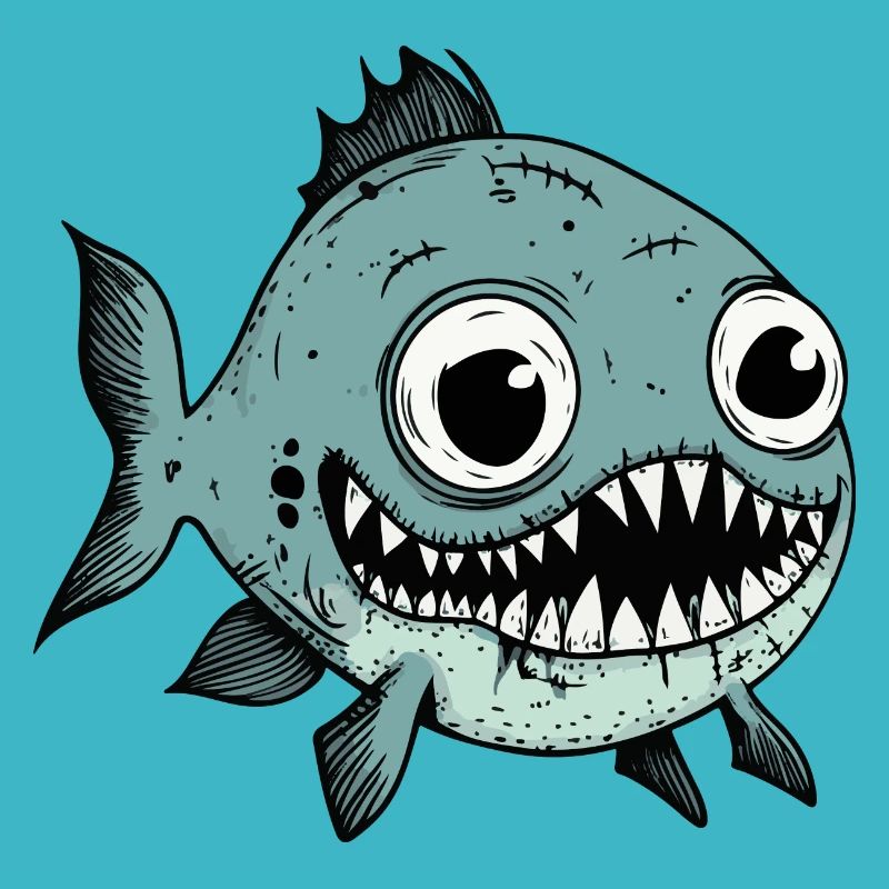 Piranha Fish Halloween Comic Funny