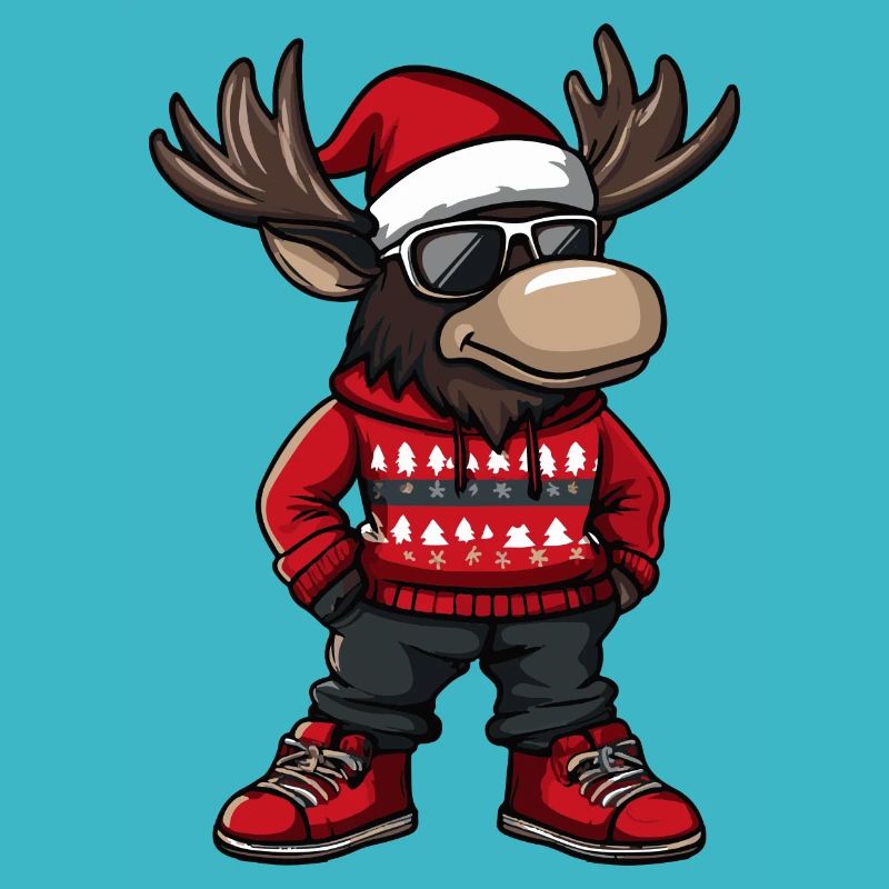 Elch Weihnachten Comic Cool