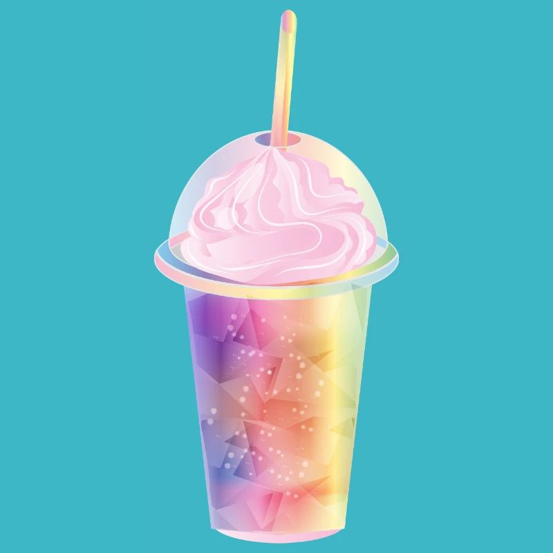 Pastel-coloured milkshake with cream topping