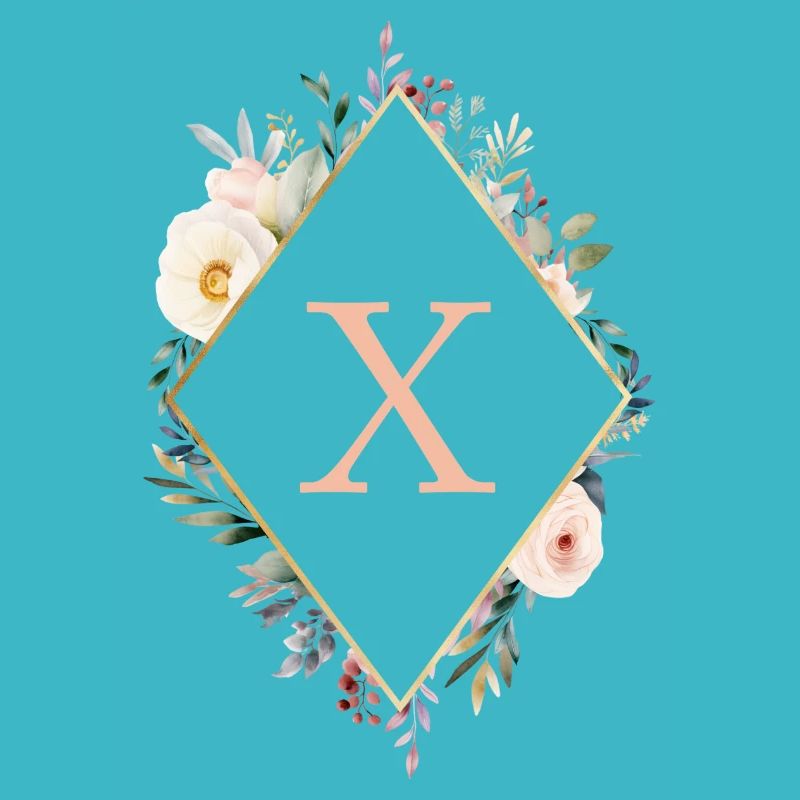 X Monogram, Floral, Boho