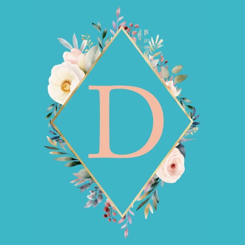 D Monogram, Floral, Boho