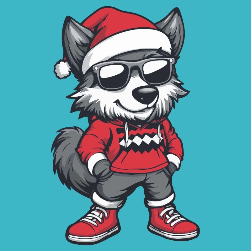 Wolf Weihnachten Comic Cool