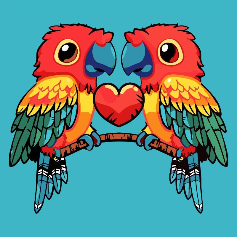 Couple de perroquets Saint-Valentin