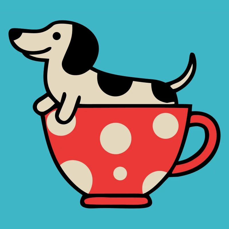 Mignon teckel en tasse de thé