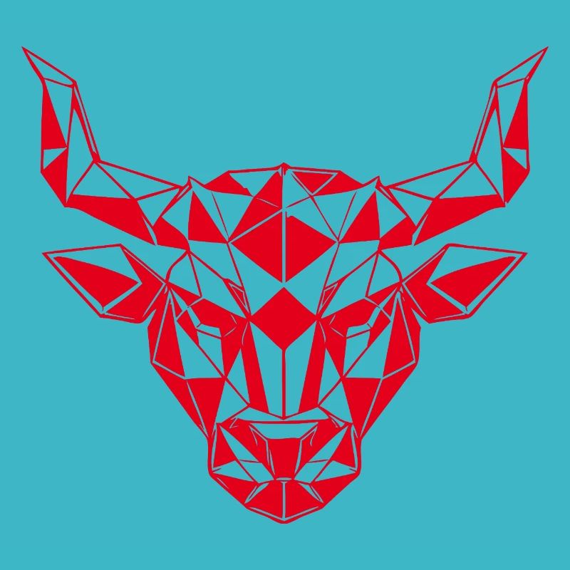 Tête de taureau rouge low-poly