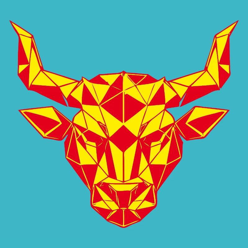 Geometric bull's head fire red, zodiac sign