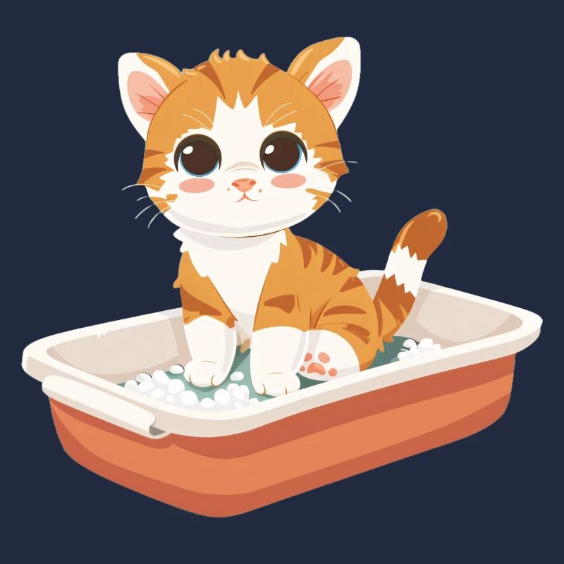 Mignon bébé chat jetant un coup d’œil hors de sa litière