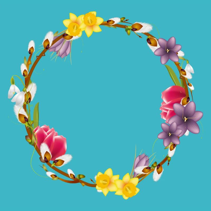 Couronne printanière de chatons et de fleurs de saule