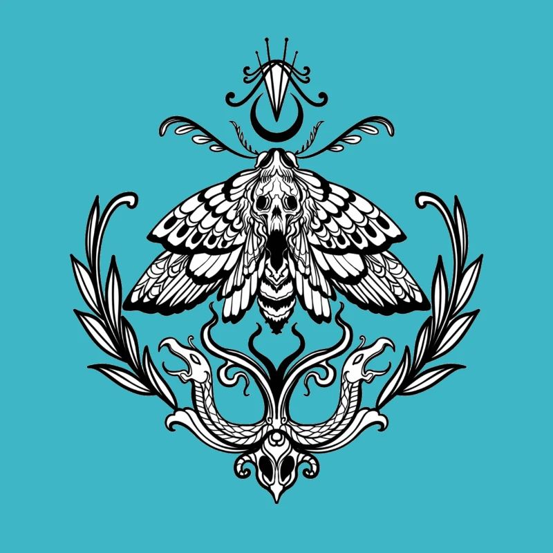 Butterfly with Wicca symbol and decorations