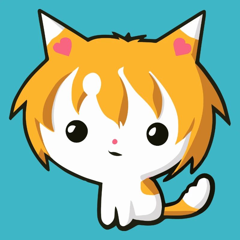 Kawaii Anime Cat - Cute Kitty Graphic