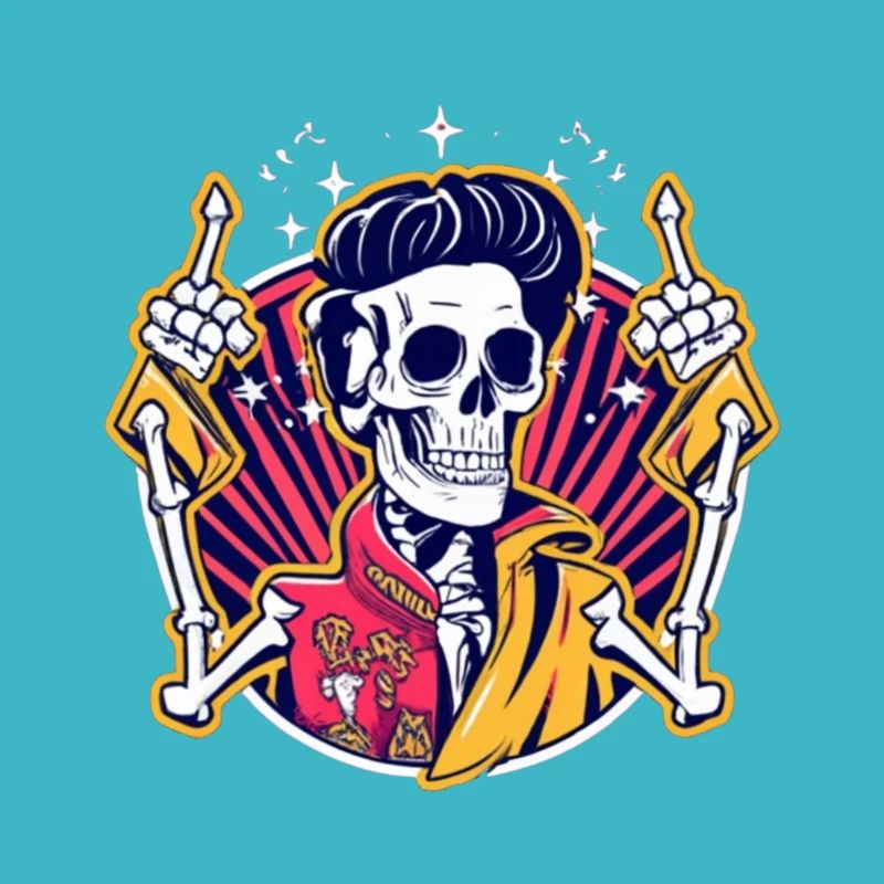 Neon Skull Rockabilly Duel