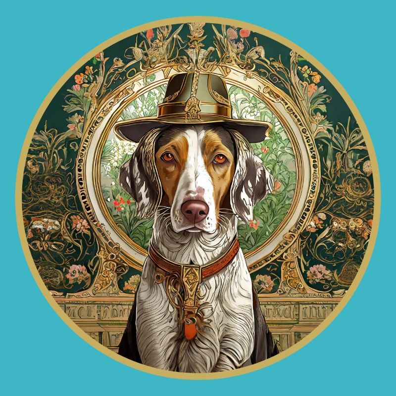 Chien de chasse avec chapeau