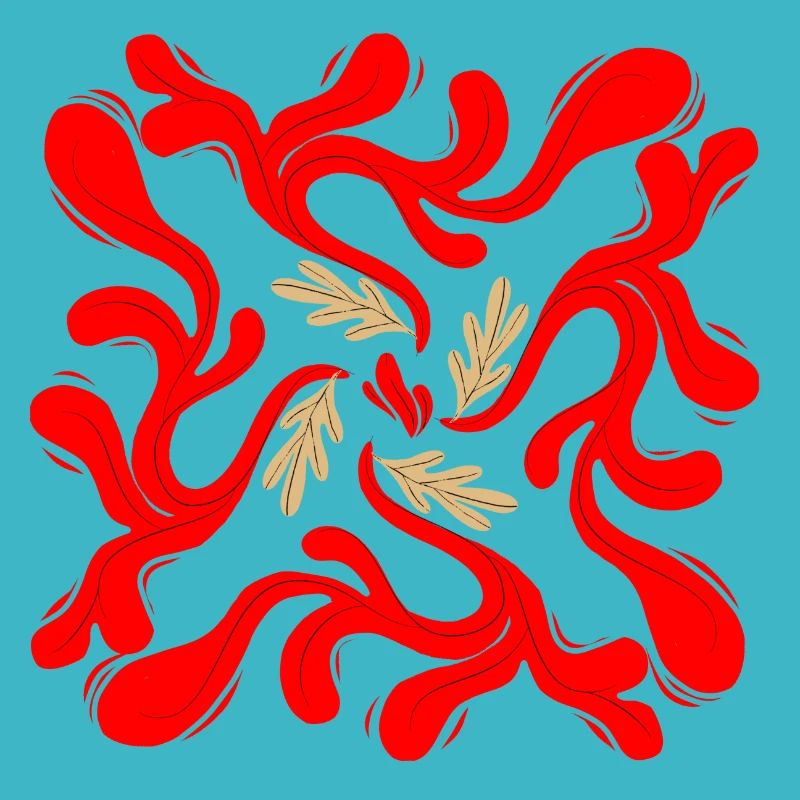 Motif de vignes florales rouges