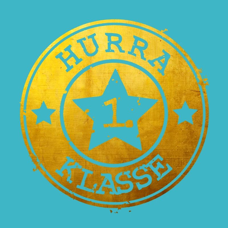 Hurra 1. Klasse - goldenes Emblem mit Stern 