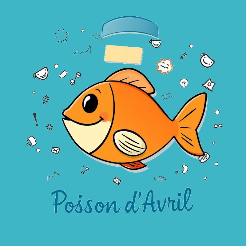 Poisson d'Avril - Orange Cartoon Fish