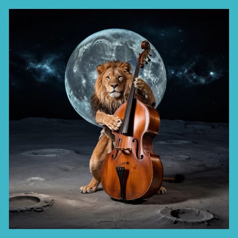 Leo joue de la contrebasse sur la lune contrebassiste